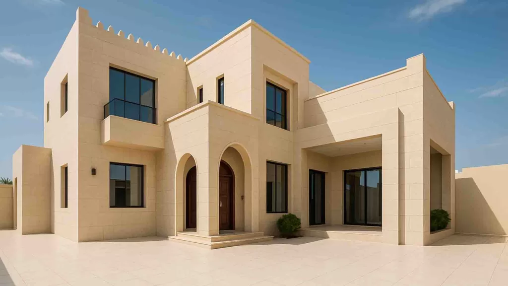 Best heat-resistant tiles for Oman climate installed on luxury villa exterior