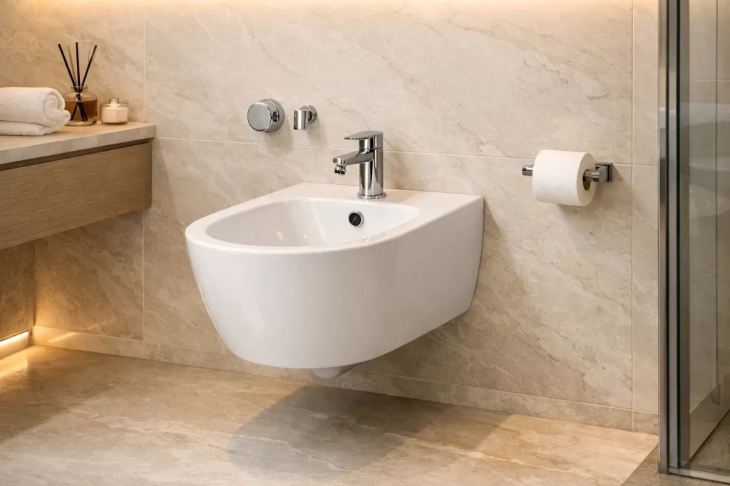 wall-hung bidet in a luxury bathroom – Al Fanar Group Oman